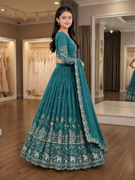 Girls Lehenga Choli Ethnic Wear Embellished Lehenga