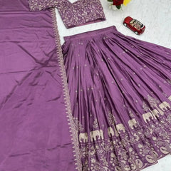 Semi-Stitched Silk Lehenga Choli Set