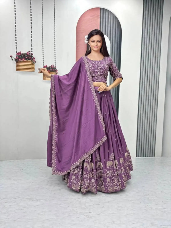 Semi-Stitched Silk Lehenga Choli Set