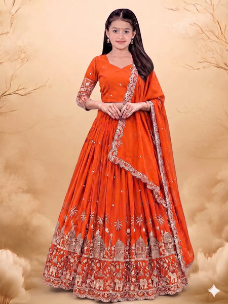 Girls Lehenga Choli Ethnic Wear Embellished Lehenga