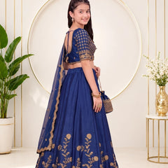 Girls Lehenga Choli Ethnic Wear, Party Wear, Western Wear Embroidered Lehenga(Blue)