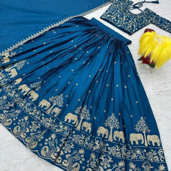 Semi-Stitched Silk Lehenga Choli Set