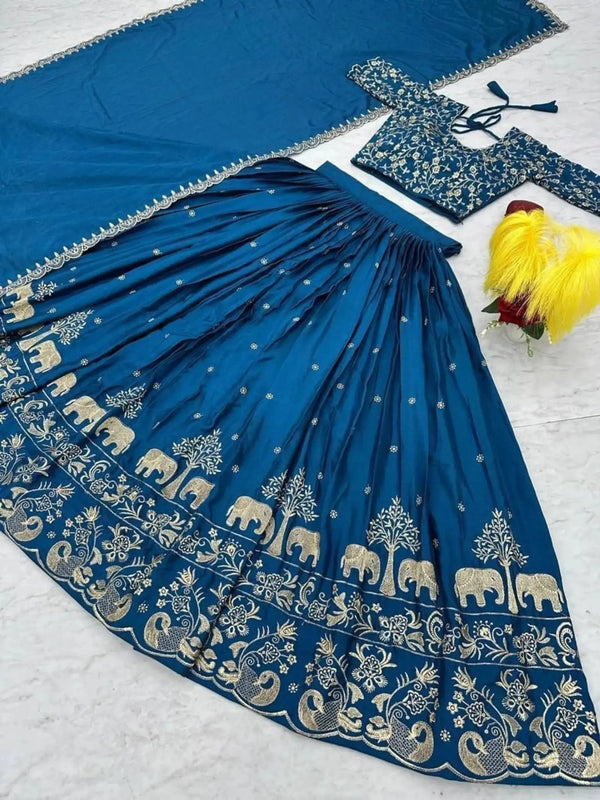 Semi-Stitched Silk Lehenga Choli Set