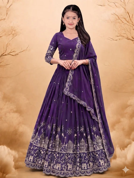 Girls Lehenga Choli Ethnic Wear Embellished Lehenga