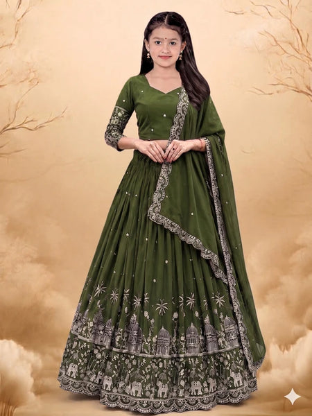 Girls Lehenga Choli Ethnic Wear Embellished Lehenga