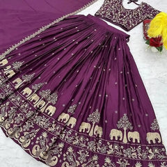 Semi-Stitched Silk Lehenga Choli Set