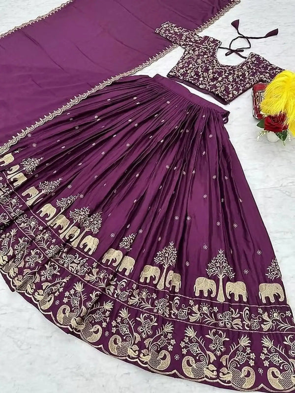 Semi-Stitched Silk Lehenga Choli Set