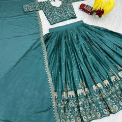 Semi-Stitched Silk Lehenga Choli Set