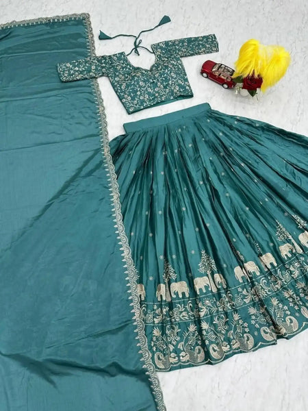 Semi-Stitched Silk Lehenga Choli Set