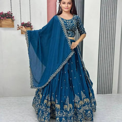 Semi-Stitched Silk Lehenga Choli Set