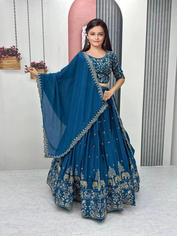 Semi-Stitched Silk Lehenga Choli Set
