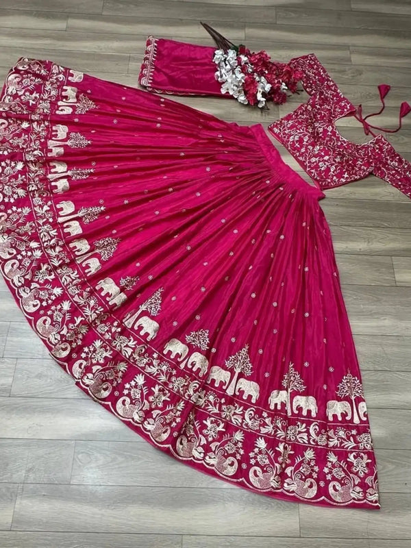 Semi-Stitched Silk Lehenga Choli Set