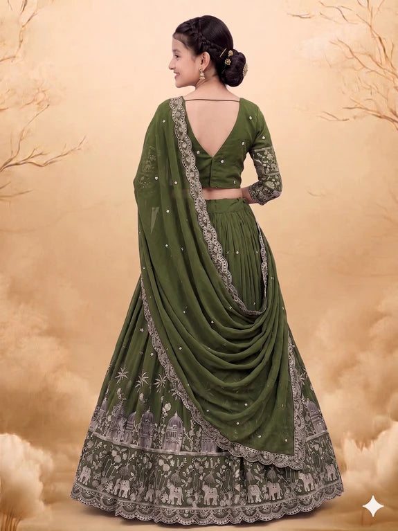 Girls Lehenga Choli Ethnic Wear Embellished Lehenga