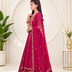 Girls Lehenga Choli Ethnic Wear, Party Wear, Western Wear Embroidered Lehenga(Rani)