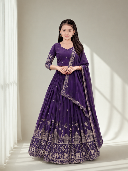 Girls Lehenga Choli Ethnic Wear Embellished Lehenga