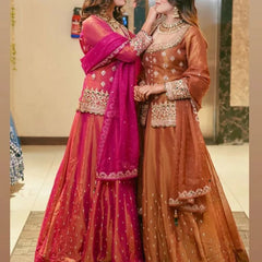 Stylish Embroidered Kurta Set with Dupatta (Pink)