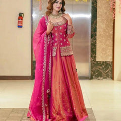 Stylish Embroidered Kurta Set with Dupatta (Pink)