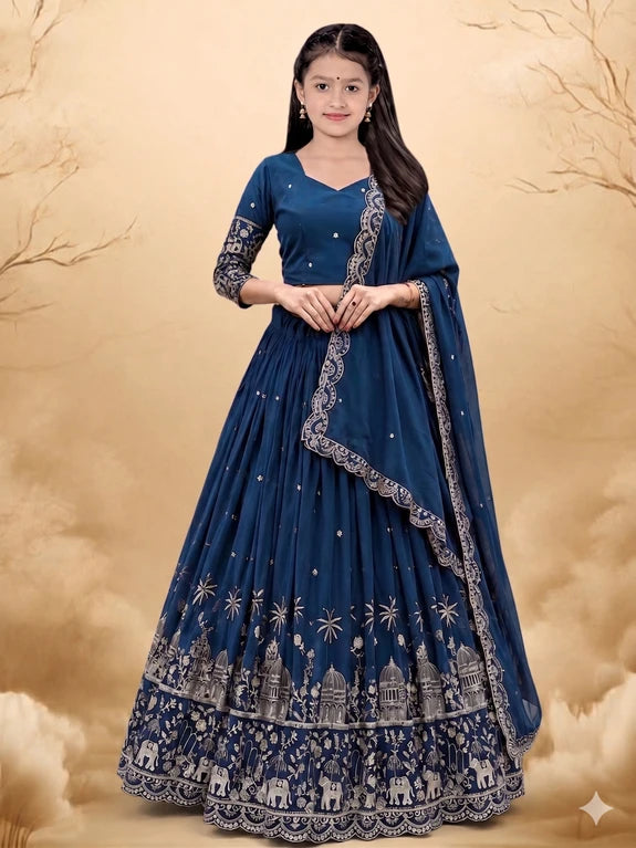 Girls Lehenga Choli Ethnic Wear Embellished Lehenga