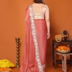 Orange Sitara Gota Patti Embroidered Designer Saree