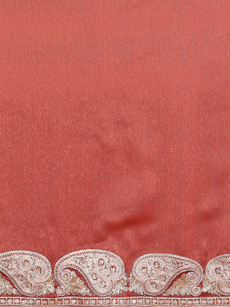 Orange Sitara Gota Patti Embroidered Designer Saree