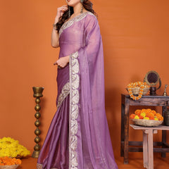 Purple Sitara Gota Patti Embroidered Designer Saree