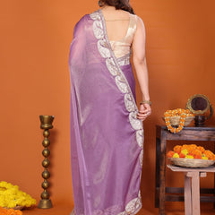 Purple Sitara Gota Patti Embroidered Designer Saree