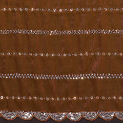 Brown Shimmer Georgette Sequin Embroidered Designer Saree