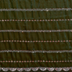Olive Green Shimmer Georgette Sequin Embroidered Designer Saree