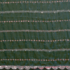 Morpich Teal Shimmer Georgette Sequin Embroidered Designer Saree