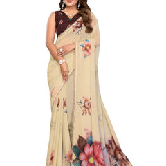 Digital Printed Georgette Saree with Moti Lace