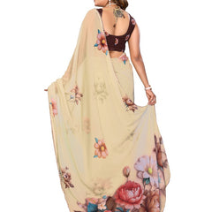 Digital Printed Georgette Saree with Moti Lace
