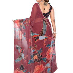 Digital Printed Georgette Saree with Moti Lace