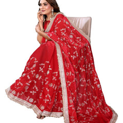 Women's Embroidered Silk Satin Saree with Blouse
