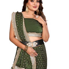Foil Work Silk Satin Saree with Designer Lace
