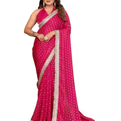 Foil Work Silk Satin Saree with Designer Lace