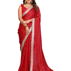 Foil Work Silk Satin Saree with Designer Lace