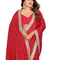 Foil Work Silk Satin Saree with Designer Lace