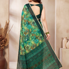 Floral Printed Georgette Saree with Lace Border
