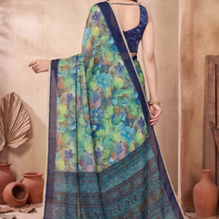 Floral Printed Georgette Saree with Lace Border