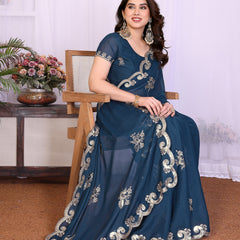 Morpich Star Georgette Embroidered Designer Saree