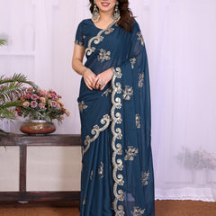 Morpich Star Georgette Embroidered Designer Saree