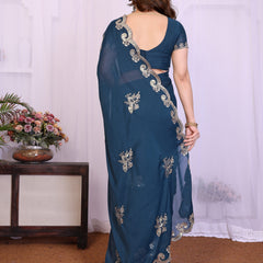 Morpich Star Georgette Embroidered Designer Saree