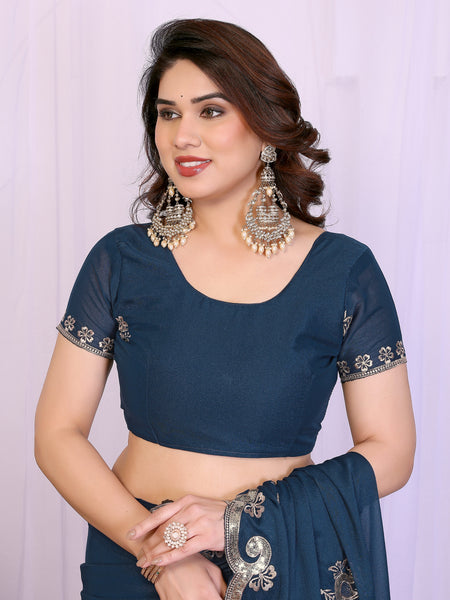 Morpich Star Georgette Embroidered Designer Saree