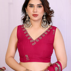 Pink Star Georgette Embroidered Designer Saree