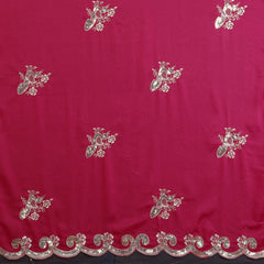 Pink Star Georgette Embroidered Designer Saree