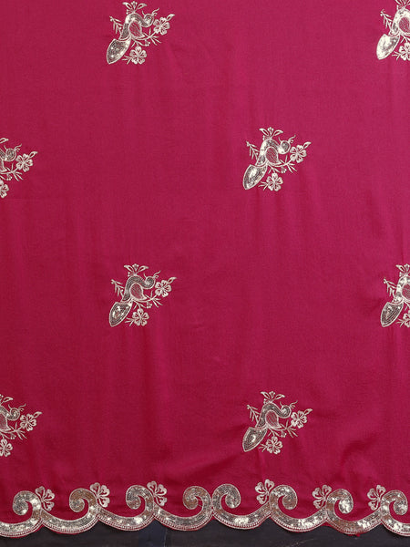 Pink Star Georgette Embroidered Designer Saree