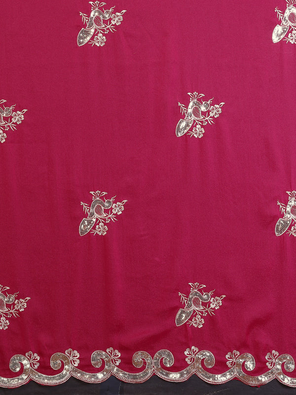 Pink Star Georgette Embroidered Designer Saree