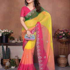 Multicolor Georgette Embroidered Designer Saree