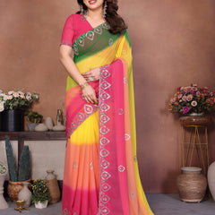 Multicolor Georgette Embroidered Designer Saree