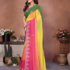 Multicolor Georgette Embroidered Designer Saree